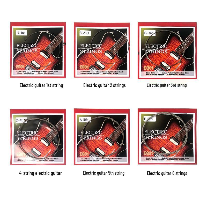 EG Unisex Elektrische Gitarre Einzel Saiten Set, 1. bis 6., Lose Gitarrenzubehör