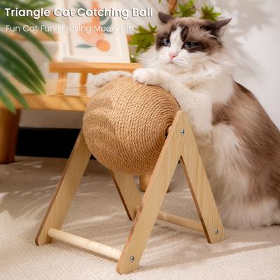 Cat Scratching Ball Interactive Sisal Rope Cat Scratcher Ball with Wooden