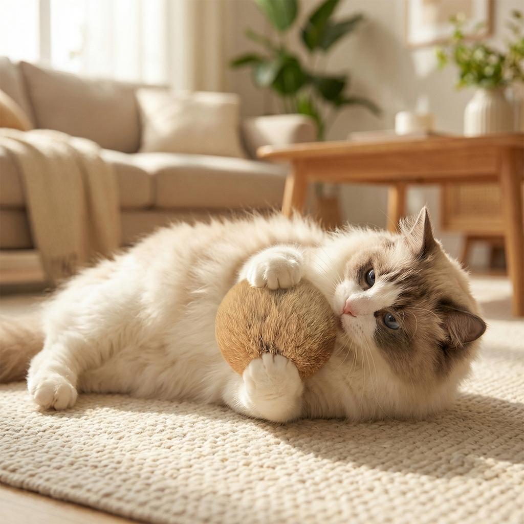4/8/12pcs 3 Inch Furry Catnip Toy Ball Washable Soft Fluffy Interactive Cat Toy for Winter Cute Kitten Pet Interactive Gifts