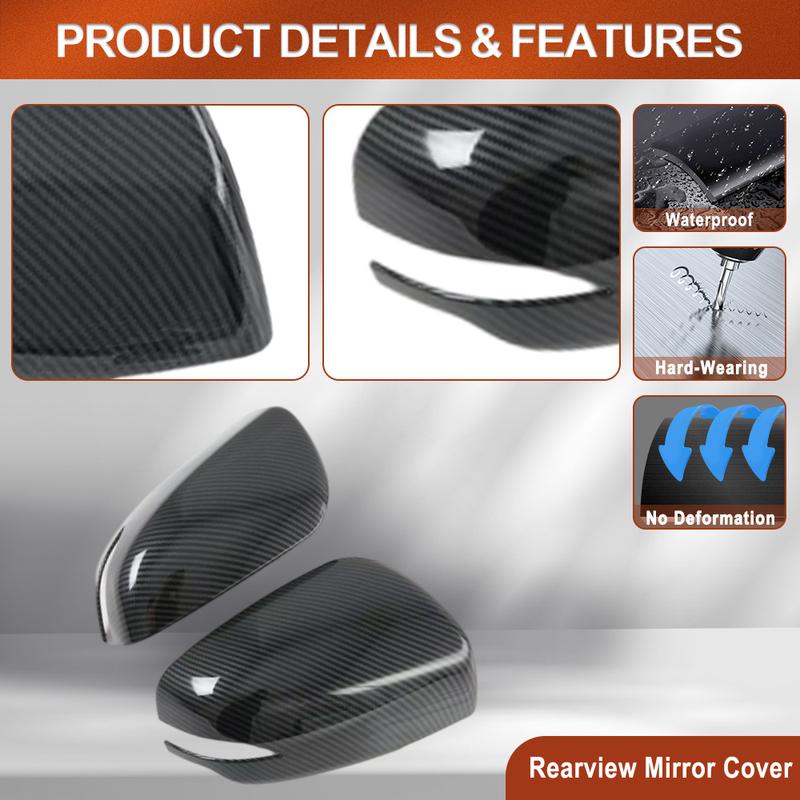 2PCS Rearview Mirror Cover Side Wing Rear View Mirror Case Trim for Subaru Outback - Chrome/Carbon Fiber Black ABS