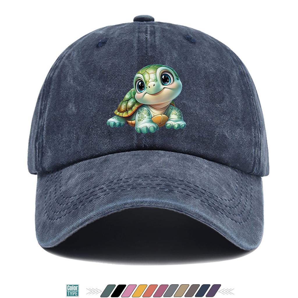 Pc Cartoon Cute Turtle Print Baseball Cap Comfortable Breathable Duckbill Hat Fashionable Cute AgeReducing Design Unisex Ad
