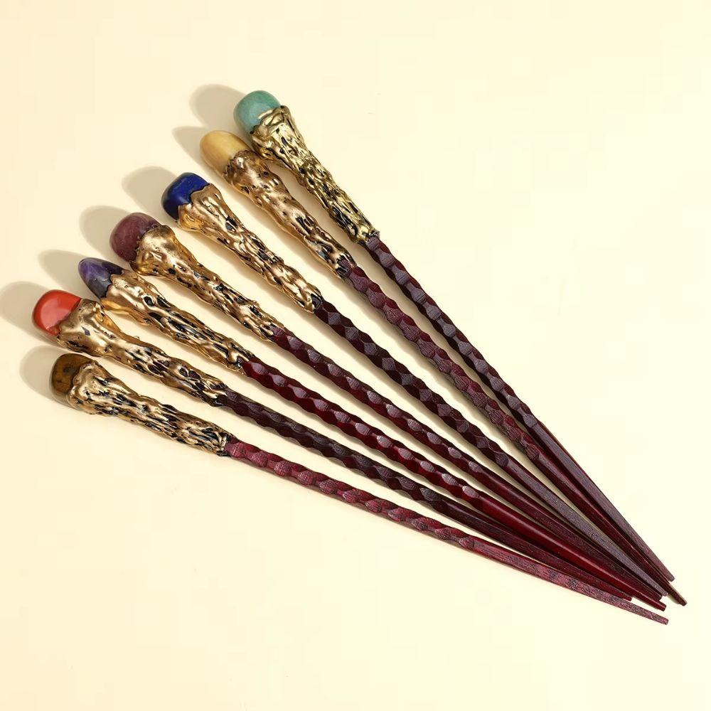 Crystal Ball Crystal Magic Wand Wooden Handle DIY Handmade Fairy Stick Witch Halloween Prop Magic Scepter Holiday Gift