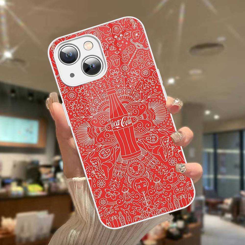 Hot C-Coca Drinks C-Cola Tempered Glass For Iphone 14 13 12 11 Pro Mini XS MAX 14Plus X XS XR Fundas