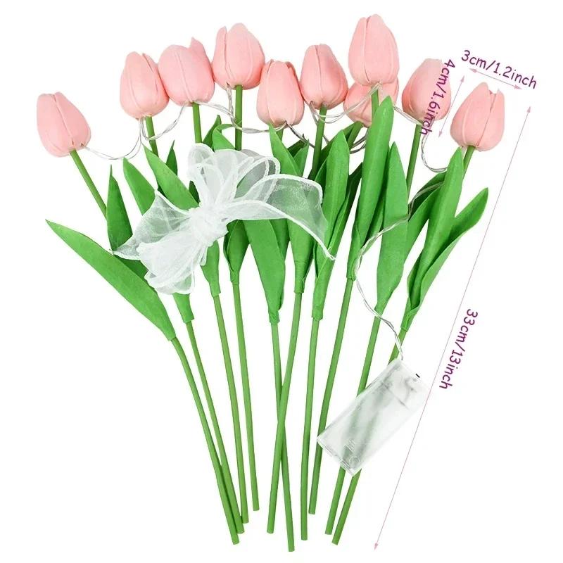 5/10pcs LED Tulips Artificial Flowers Flower Bouquet Night Light for Desktop Room Home Garden Decoration Wedding Birthday Gift