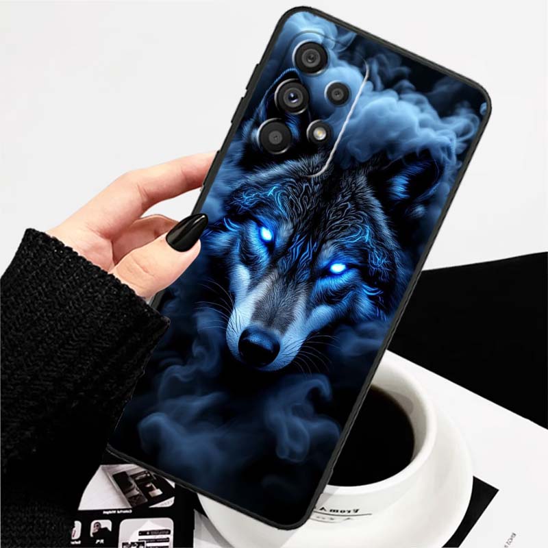 Löwe Bär Katze Cool Für Samsung A73 A72 A71 A55 A54 A53 A52 A51 A13 A22 A16 A15 A12 A14 A26 A07 5G Schwarze Handyhülle