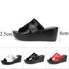 Small Size 32-43 Cutout Patent Leather Shoes Women Wedges Slippers Summer 2025 Outside Medium Heels Platform Slides Office Beach
