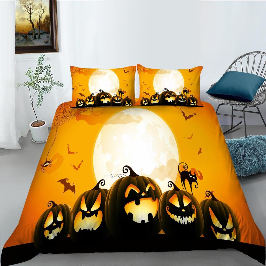 Set de husă de pilota cu imprimare 3D de Halloween cu fată de pernă Textile de casă Set de lenjerie de pat pentru copii Seturi de pat de o singură dimensiune