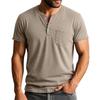 Men's Summer Solid Color Button Collar Short Sleeve Tops Men's Casual Loose Fashion Tops