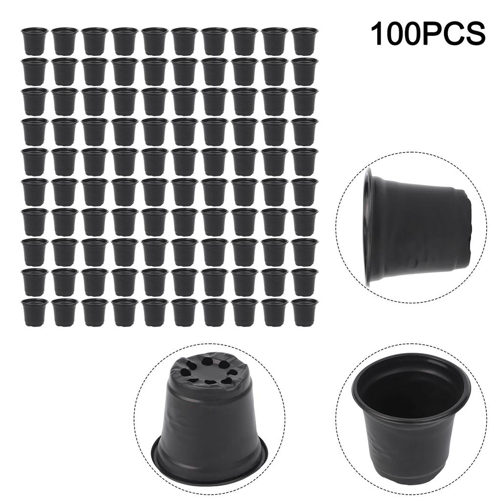 Bulk Set of 100 Black Plastic Flower Pots for Gardening Effective for Succulents and Small Plant Transplanting