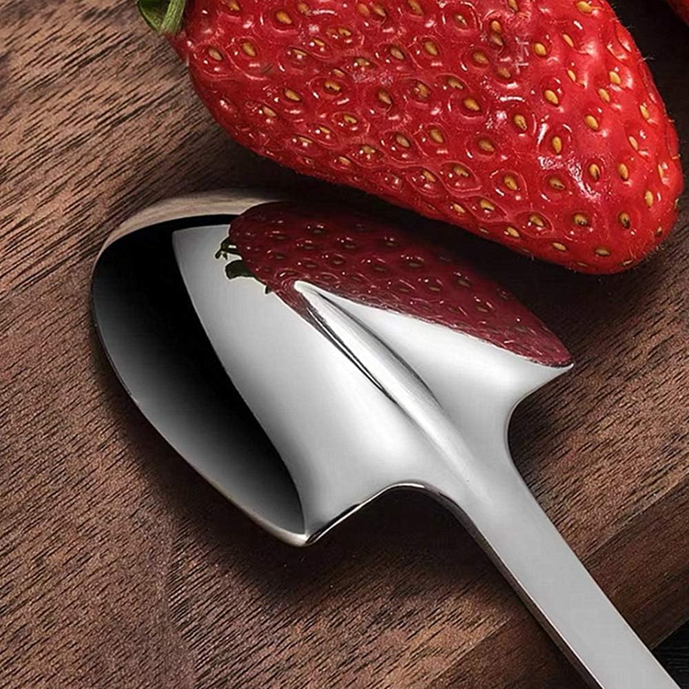 TAORANJU Stainless Steel Dessert Spoons, 4 Pcs Mini Pointed Coffee and Ice Cream Spoons for Cake, Yogurt, Sugar, Tea