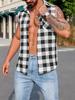 Cross-Border Men's Plaid Sleeveless Shirt with Tassel Design