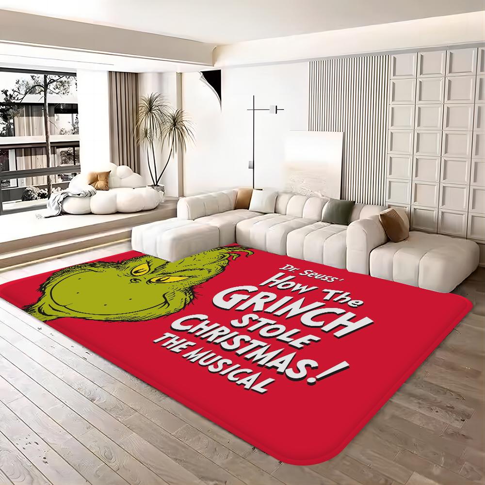 G-GrinchS Merry Christmas Hallway Carpet Washable Non-Slip Living Room Sofa Chairs Area Mat Kitchen Doormat Area Rug