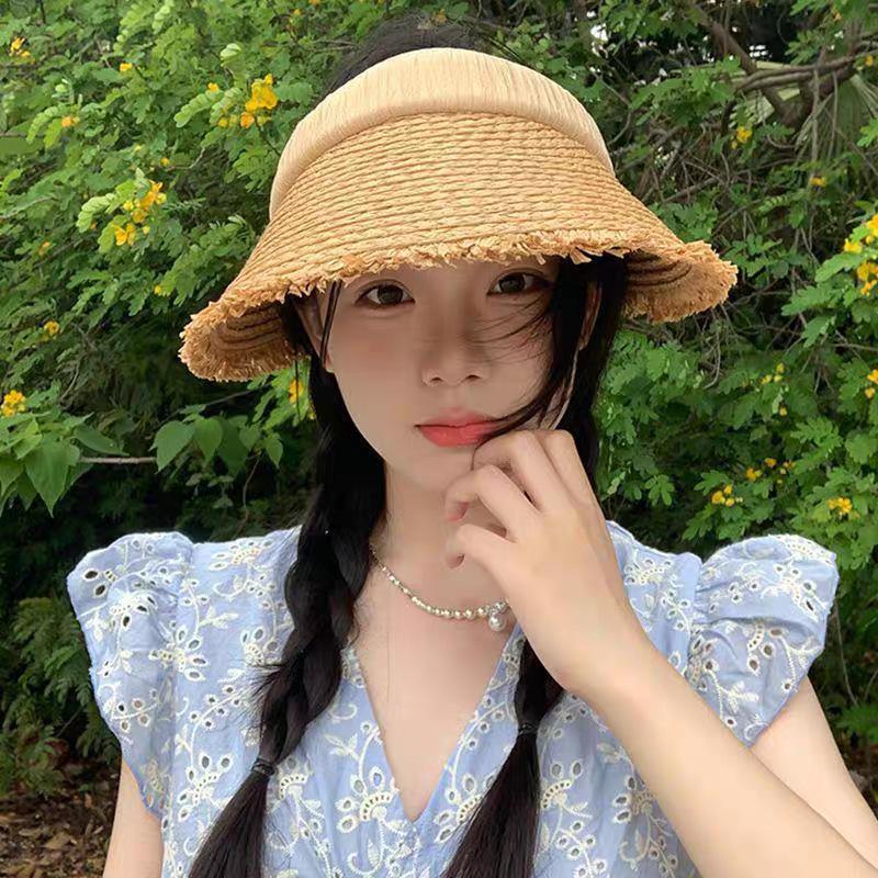 Sunscreen Empty Top Straw Hat Brim Ultraviolet Summer Seaside Women's Vacation Sun Hat New 2025 Large Straw Hat