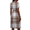 Vestito da donna a quadri casual alla moda a maniche corte con scollo a V
