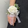 A Pair of Wedding Bridesmaids Simulated White Rose Corsage Wrist Flower Set