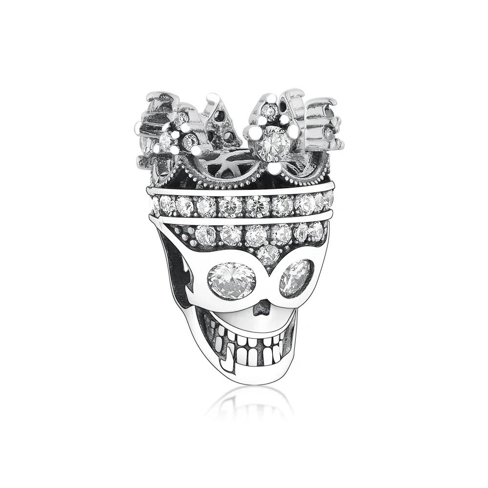 925 Silver Bat Witch Pumpkin Scream Skull Spider Moon Bead Fit Pan Charms Bracelet For Making Women Halloween Berloque