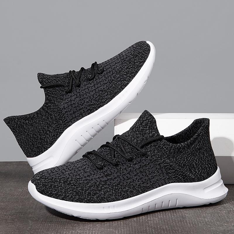 Knit Casual Shoes Men Sports Spring Summer Plus Size 46 Lightweight Soft Soled Running Breathable Casual Shoes Walking Knit