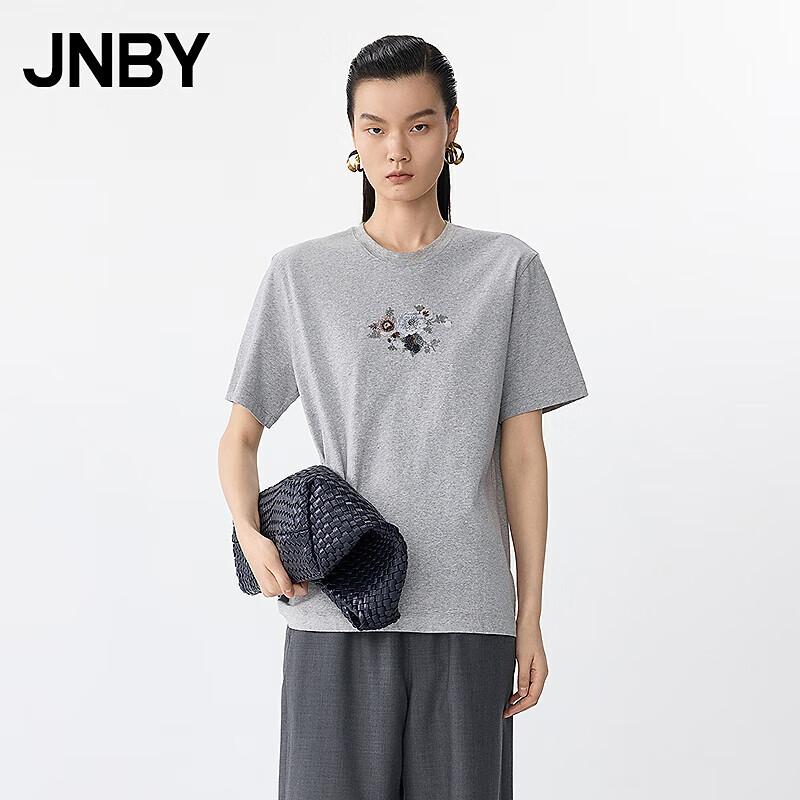JNBY Women's Loose-Fit Embroidered Round Neck T-Shirt