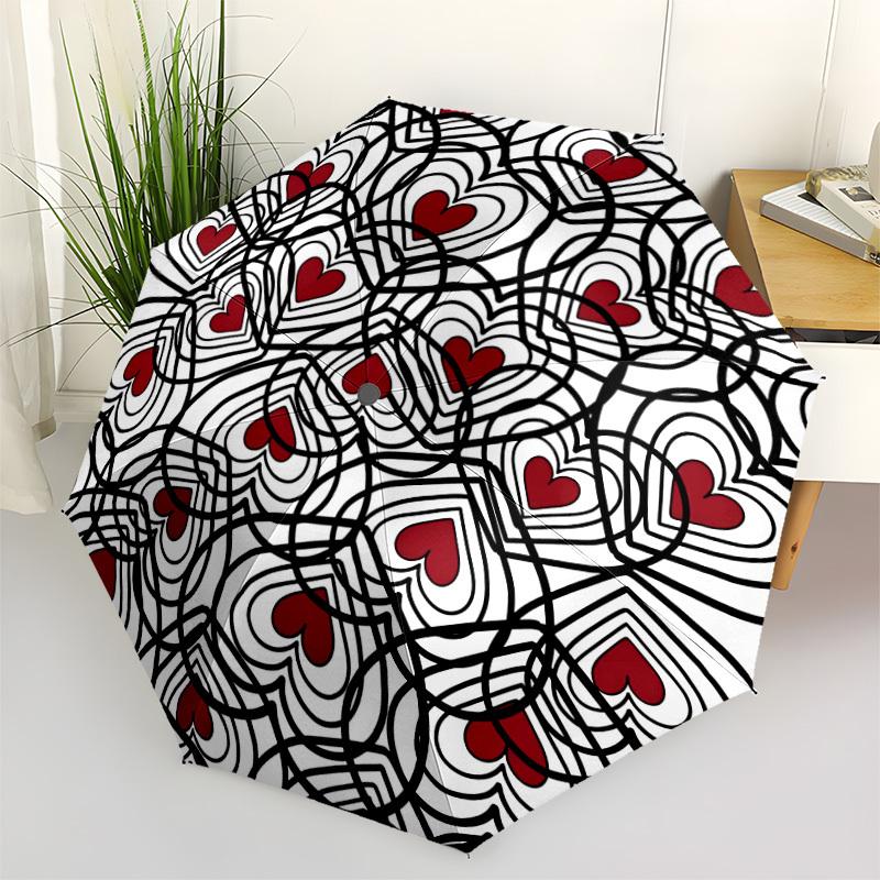 1pc Love Pattern Umbrella - Portable Home Essential, Durable Iron Frame with Rod Structure, Fashion Lovers Yy250910026