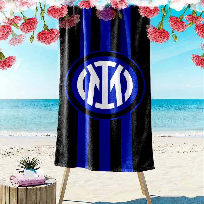 Inter Mailand 2D Flachdruck Strandtuch, Großes Weiches Schnelltrocknendes Handtuch für Strand Camping Schwimmen