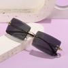 Vintage Fashion Sunglasses for Women Rimless Frameless Rectangle Shades Gradient UV400 Summer Traveling Sun Glasses for Women