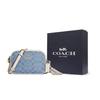 New COACH Camera Chambray Plain Weave And Smooth Cow Leather Camera Bags Crossbody Bags Mini Women's Blue & White CA732-IMUDY