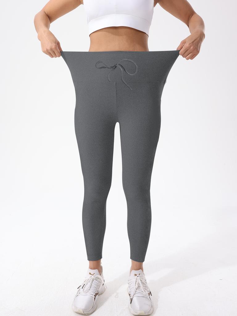 High-Waisted Tight Leggings Ribbed Comfortable Casual Sports Long Pants