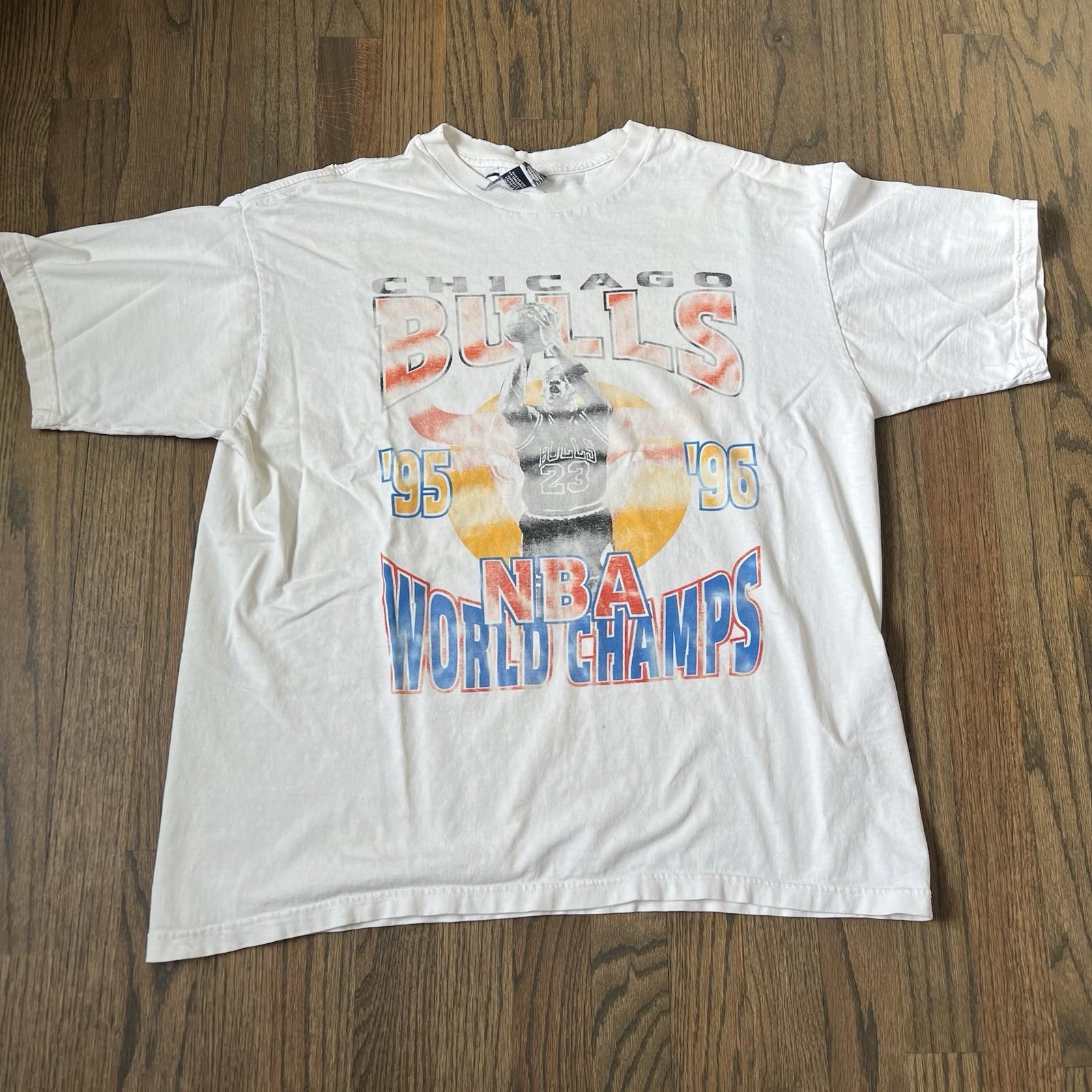 Vintage 90s Chicago Bulls World Champs Rap Tee Style Sz L Unisex T-Shirt XXXL