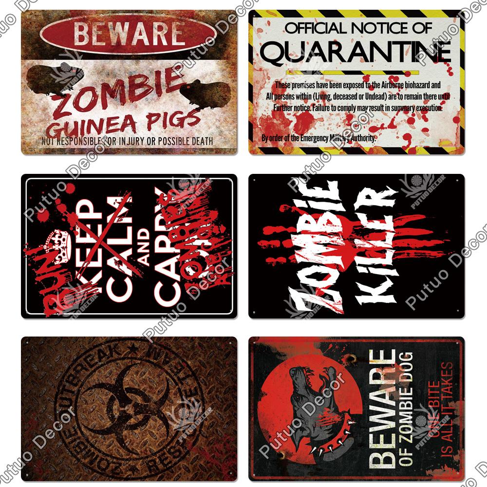 Decor Zombie Vintage Tin Sign Plaque Metal Plate Retro Posters Wall Decor for Bar Pub Club Man Cave Art Painting
