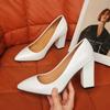 New High Heel Shoes Pointed Shallow Patent Leather High Heels Fashion Elegant Shoes Women Thin Heel Platform Work Shoes Pumps