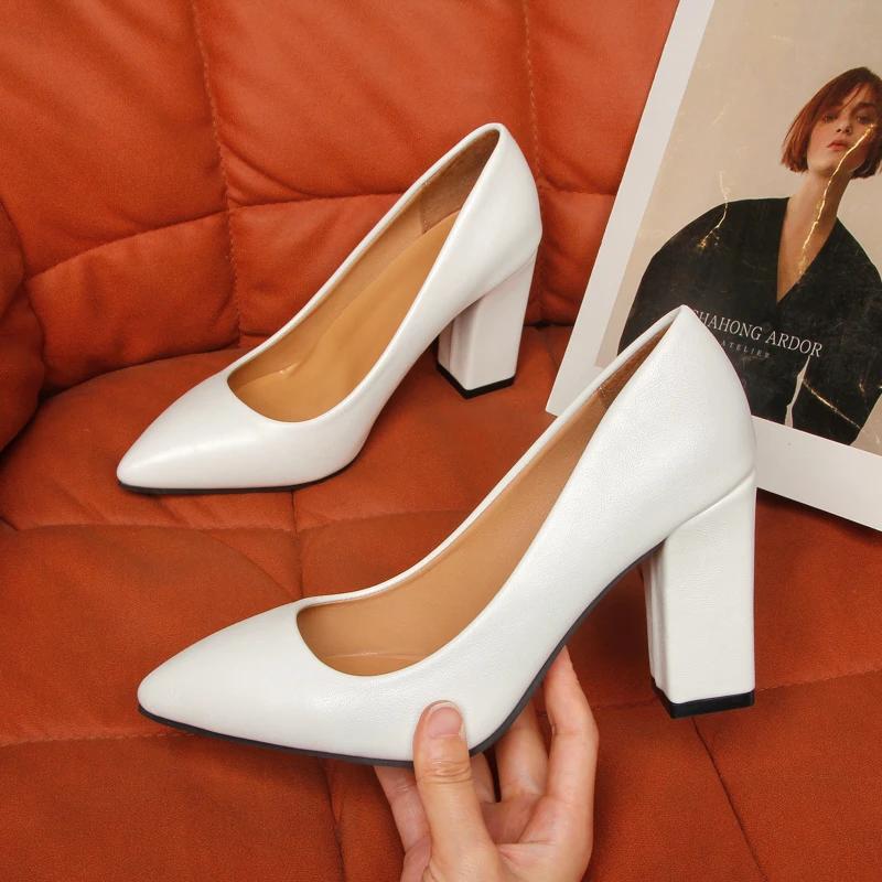 New High Heel Shoes Pointed Shallow Patent Leather High Heels Fashion Elegant Shoes Women Thin Heel Platform Work Shoes Pumps