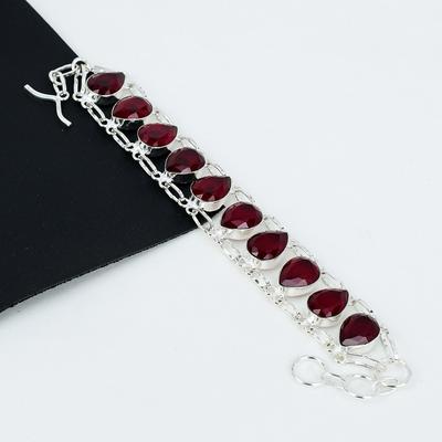 Red Ruby Bracelet Red Ruby Gemstone Handmade 925 Sterling Silver Bracelet Red Ruby Boho Bracelet For Gift Bohemian Unisex Bracelet For Her