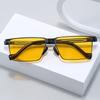 Photosensitive Color-Changing Glasses Men'S Square Sunglasses Polarized Sunglasses Anti-Ultraviolet Super Elastic Steel Leather Color-Changing Tide