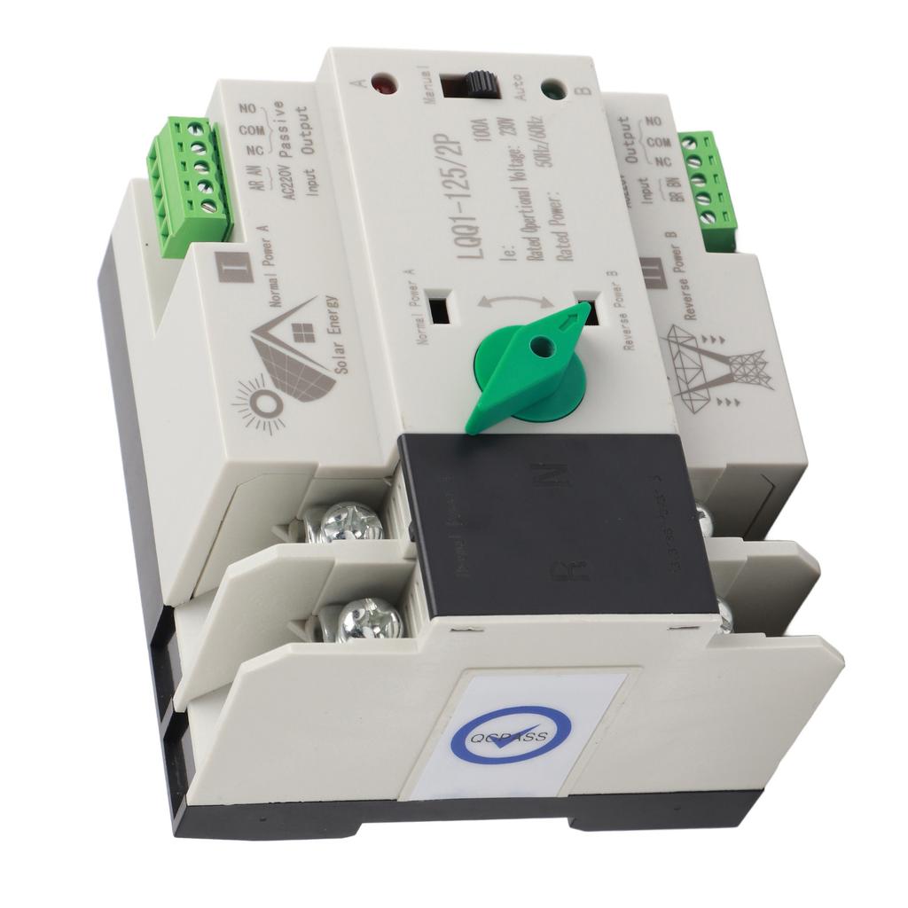 Dual Power Automatic Transfer Switch 2P Millisecond Circuit Fast Controller AC230V 100A Household PV