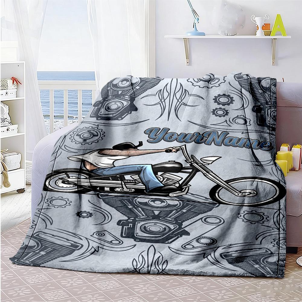 Harley-davidson Motorcycles Customize Your Name Blanket Lightweight Customizable Blanket Durable Comfort Throw For Living Room Seaside Picnics Nap