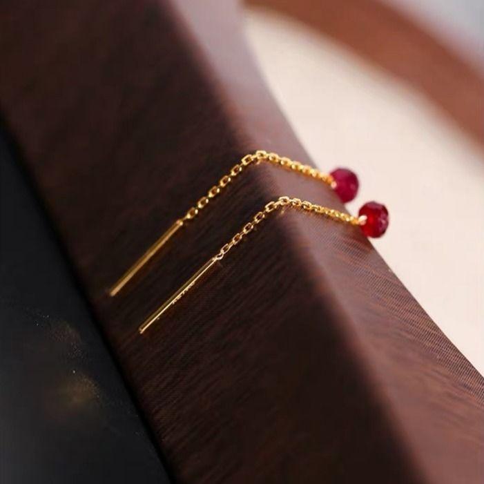 

Оригинальные новые мини-серьги из рубина и розового золота, бутиковые серьги в китайском стиле в стиле ретро, женские брендовые ювелирные изделия