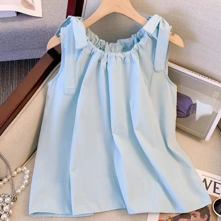 

Синяя Синяя Майка без рукавов Женская Летняя Свободная Прохладная Майка Топ Японский Повседневный Дизайн Круглый Вырез Женская Одежда One Size синий