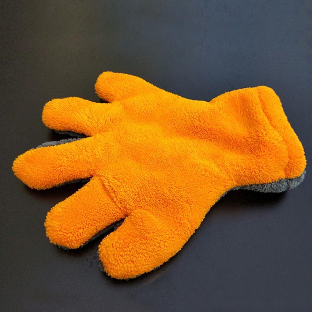Double-sided Care Cleaning Gloves Coral Fleece 5-Finger Gloves Car Washing Gloves for Car Wash