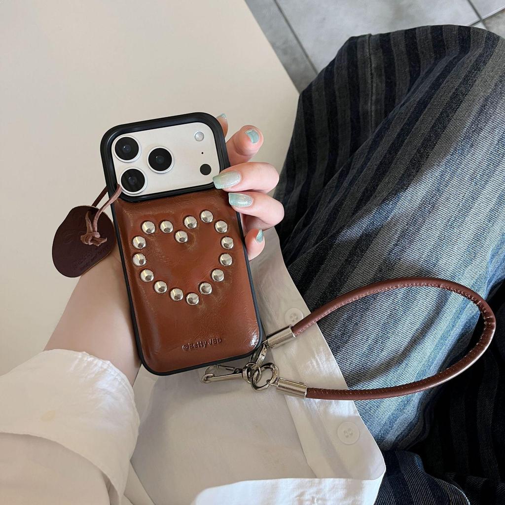 iPhone 17 Pro Max Case: High-End Leather Texture with 3D Rivets, Also Fits iPhone 16 Pro and iPhone 15