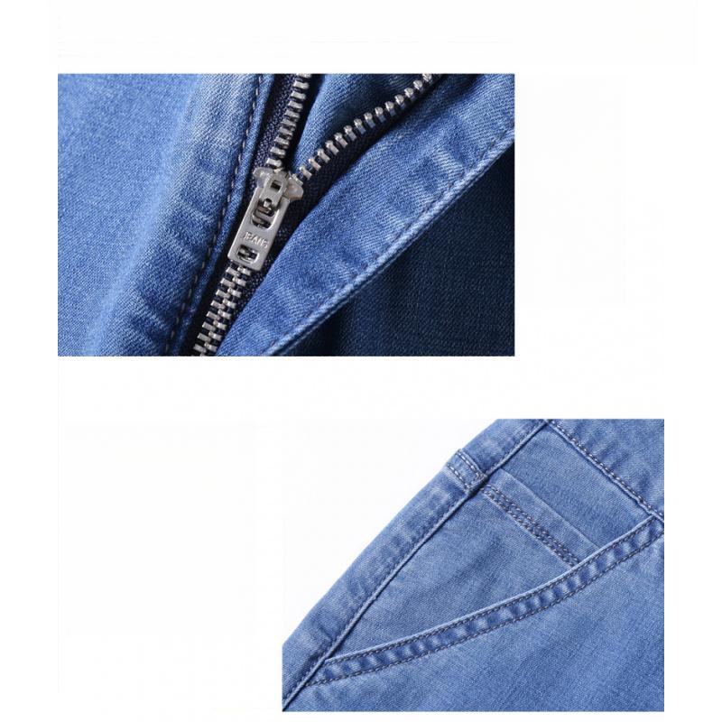 Jeans Estivi Ultra-Sottili in Seta di Ghiaccio da Uomo Taglio Dritto Elasticizzati Larghi Casual Pantaloni Lunghi da Uomo