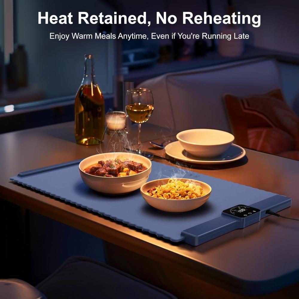 Food Warming Mat – Roll Up Silicon Food Warmer with Fast Heating, 5 Temperature Settings, Auto Shut-Off - for Parties, Buffets, and Home Use