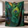 2026 Latest Flannel Blanket Vintage Peacock Feather Design Soft Flannel Throw Blanket Cozy Sofa, TV, or Bedding Gift for Friends & Family, AllSeason C