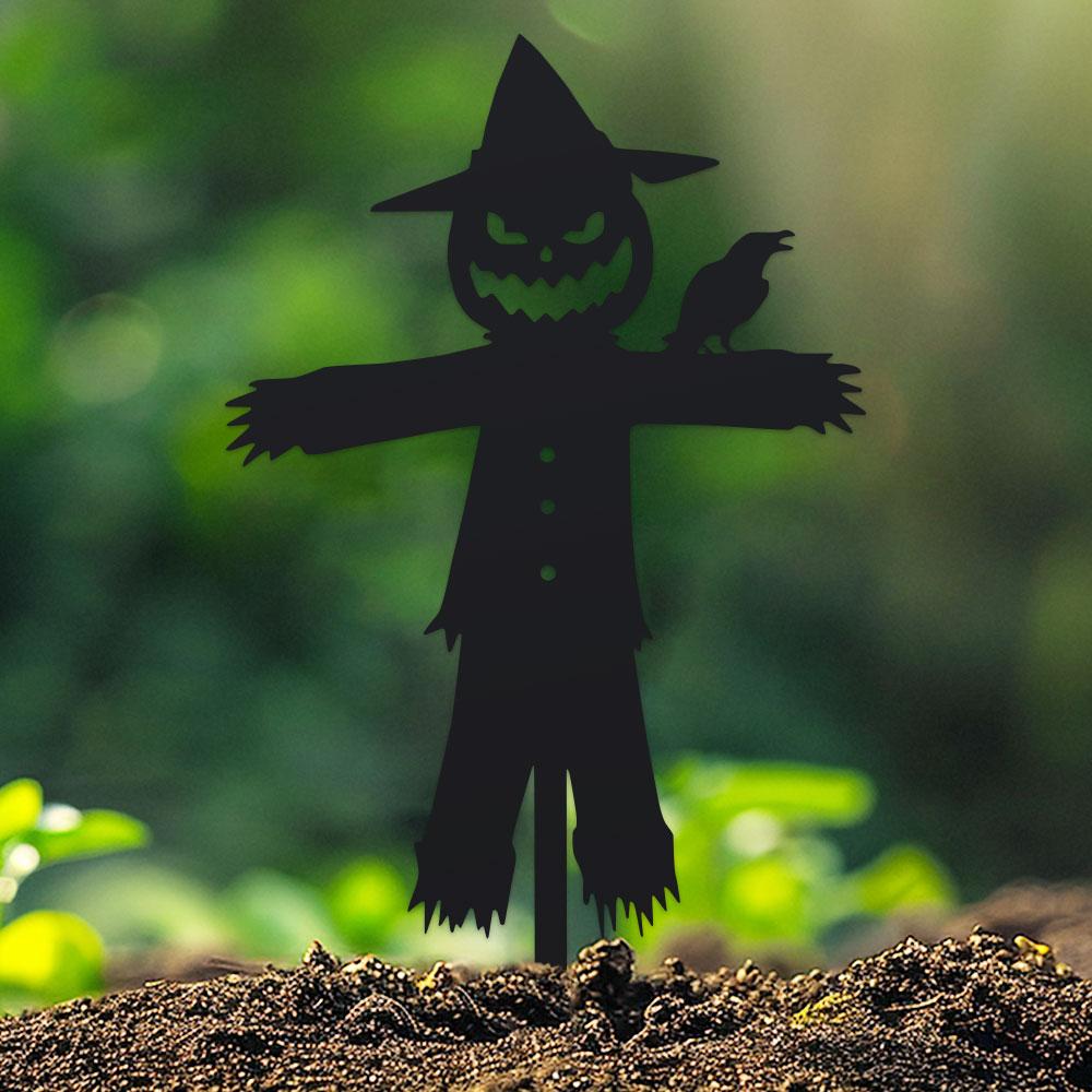 Halloween Evil Scarecrow Garden Stake - 1pc Decorative Metal Art, Silhouette Yard Art, Outdoor Fairy Theme Decor, Floor Mounted