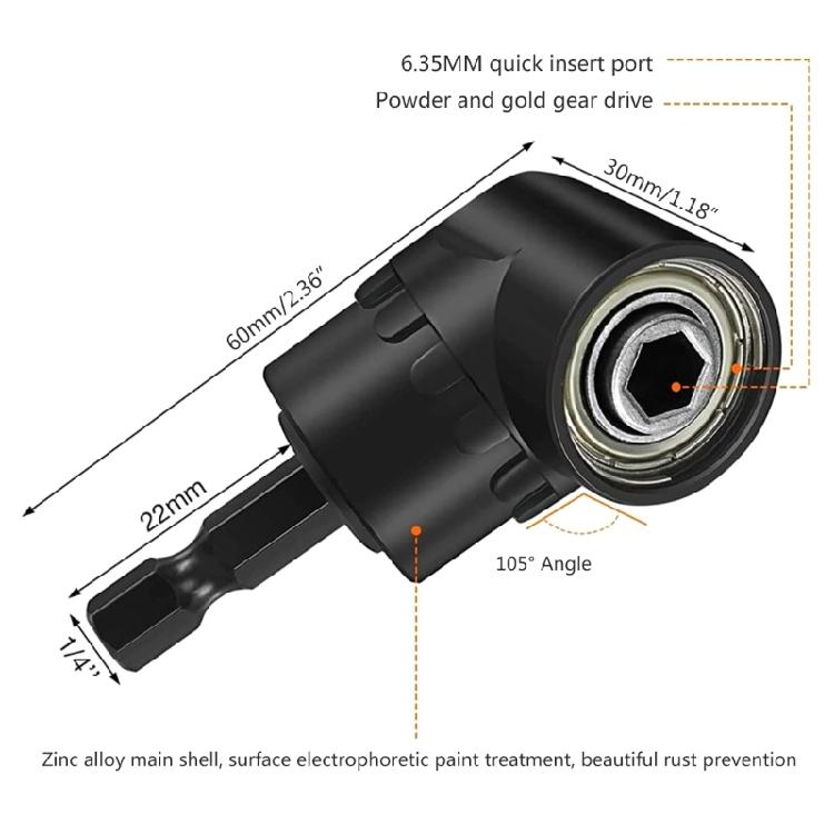 Drill Bit Holder 105° Right Angle Drill Adapter Drill Bit Extension for Drill