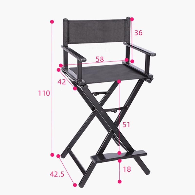 Foldable Aluminum Makeup Chair with Pillow, High Back, Outdoor Portable Hairdressing Chair