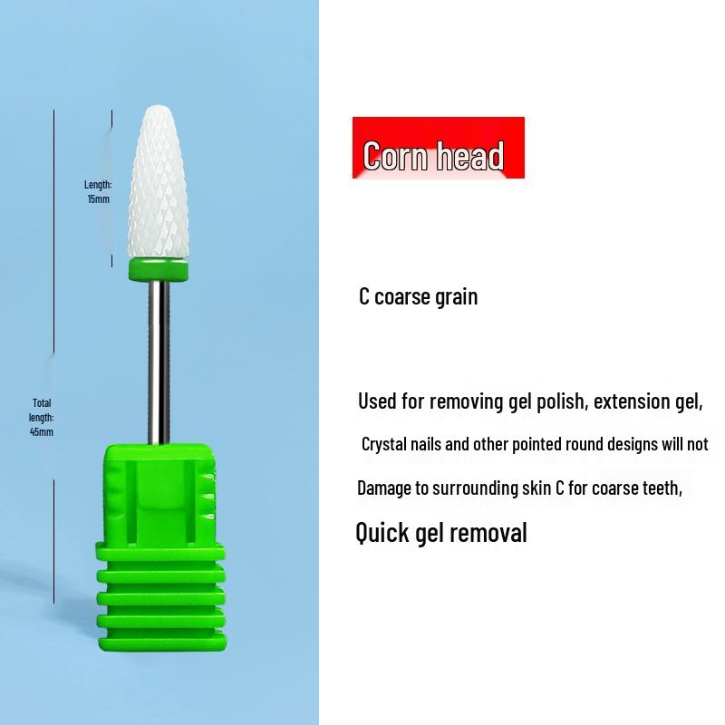 Tungsten Carbide Drill Bit with Ceramic Grinding Head for Cuticle Removal and Russian Manicure Prep