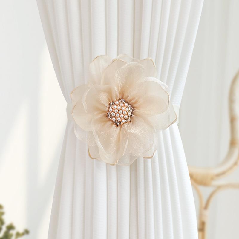 

1 шт. Элегантная магнитная подхватка для штор с 3D-дизайном цветка, полиэстеровая лента, подхватка для штор для спальни и гостиной, домашний декор 1PC