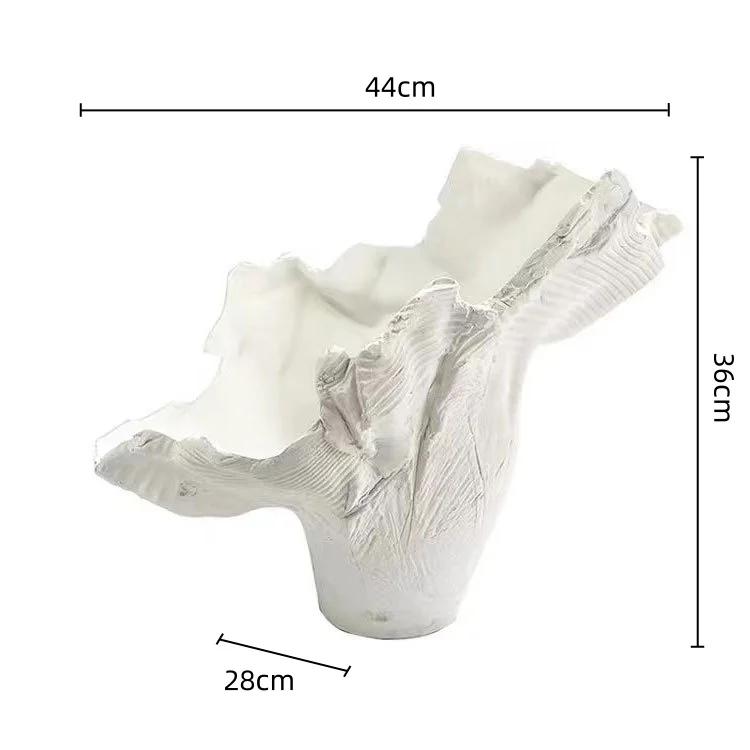 For Resin Handicraft Flower Vase Irregular Wide Mouth Flowerpot Abstract Resin Sculpture Floral Arrangement Home Decoration