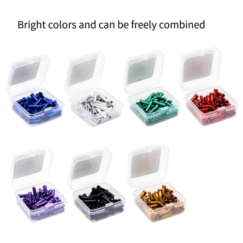 50Pcs Bike Cable End Crimps Cap Aluminum Alloy Brake End Cover Cable Tip Crimps for Mountain Bicycles Road Bike