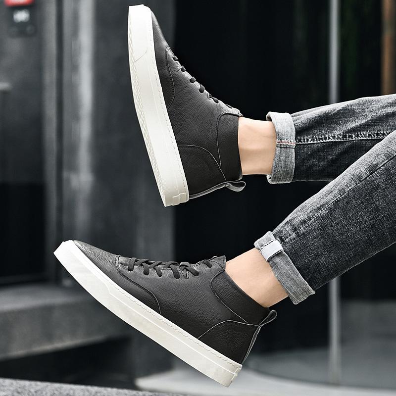 Men Shoes British Style Men Boots Winter Personality Fashion Genuine Leather Casual Shoes High-top Tooling Shoes High Quality
